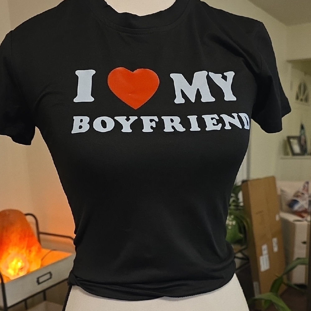 Black Graphic Tee - I Love My Boyfriend
